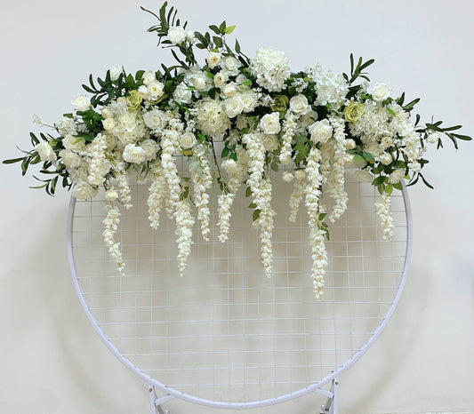 Artificial Table Flower Arrangement Ivory Flowers Olive Leaves Flower Garland Wedding Decor Table Runner