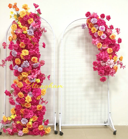 Party Backdrop Decoration Artificial Flower Hot Pink Orange Arch Flower Arrangement