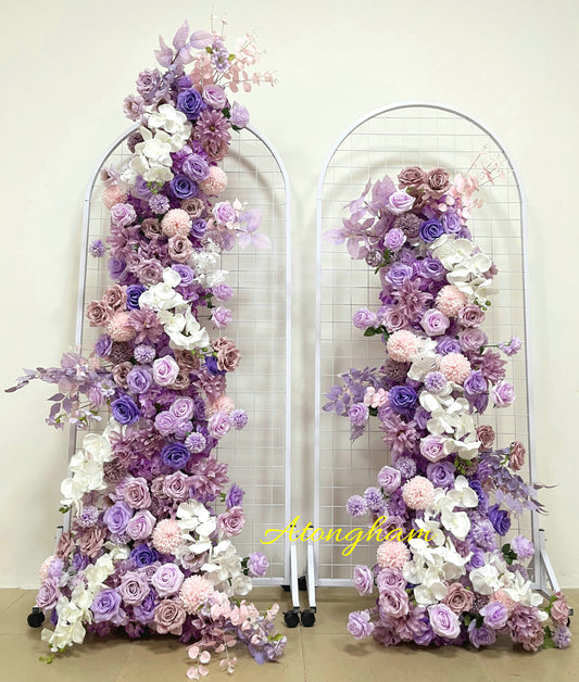 Plum Lavender Flower White Orchid Flower Garland Bridal Shower Backdrop Decoration