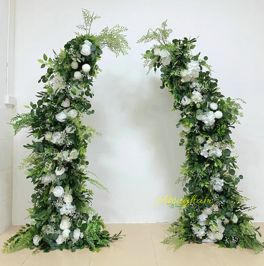 Green Plant Arch Flower White Rose Hydrangea Flower Arrangement Wedding Garden Decoration