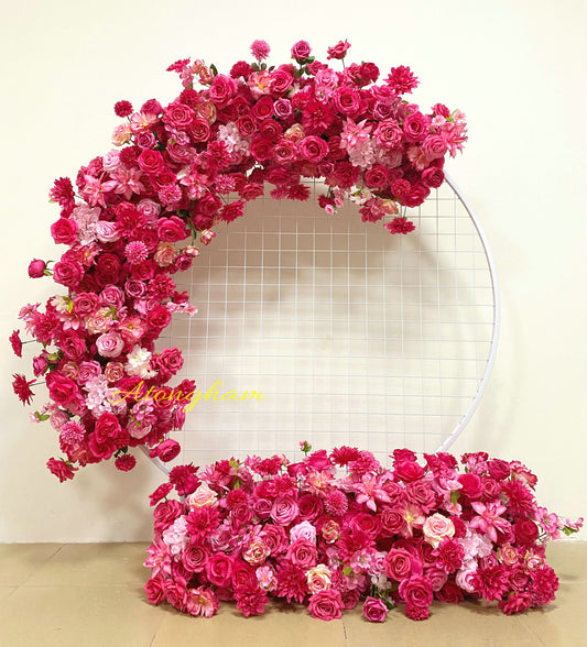 Hot Pink Flower Arrangement Flower Garland Wedding Bridal Shower Backdrop Decoration