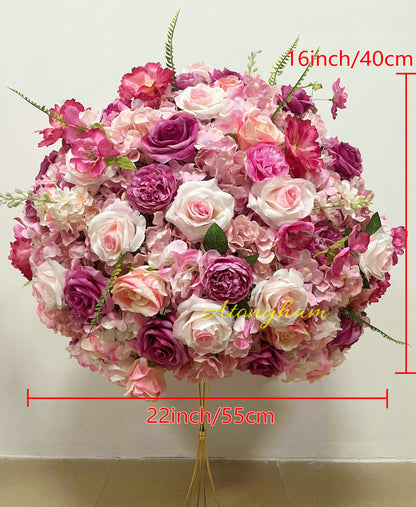 Violet Wedding Flower Ball Restaurant Dining Table Flower Centerpiece Dinner Party Backdrop Decor