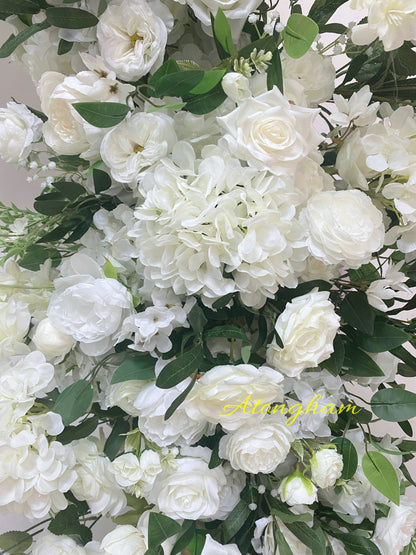 Wedding Backdrop Decoration Ivory Roses Peony Green Plant Arch Flower Arrangement Artificial Silk Flower