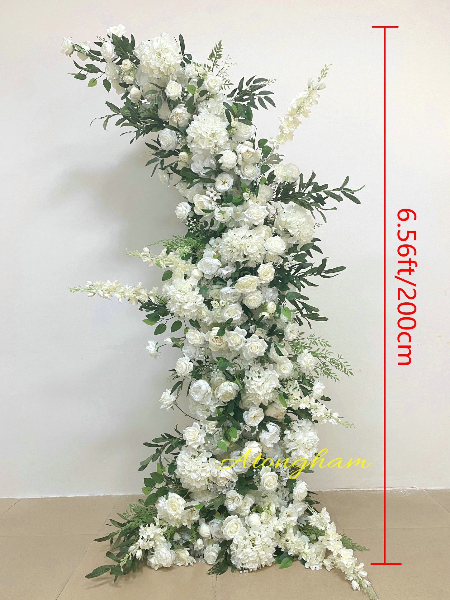 Wedding Backdrop Decoration Ivory Roses Peony Green Plant Arch Flower Arrangement Artificial Silk Flower