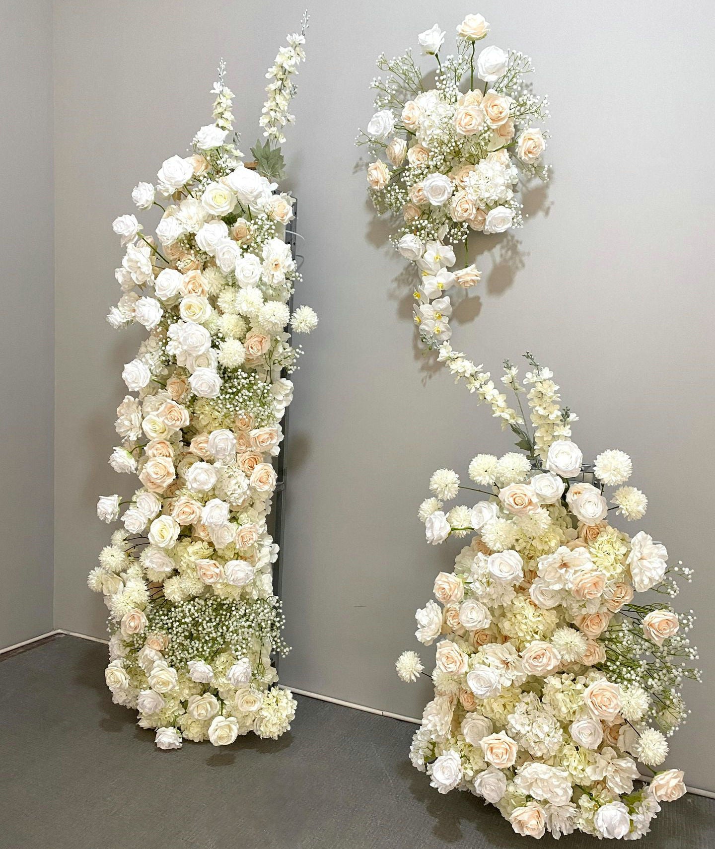 Pale Pink, Ivory, Cream Rose, Hydrangea, Babysbreath Flowers Garland, Wedding Party Arch Flower, Photo Booth Backdrop Decor