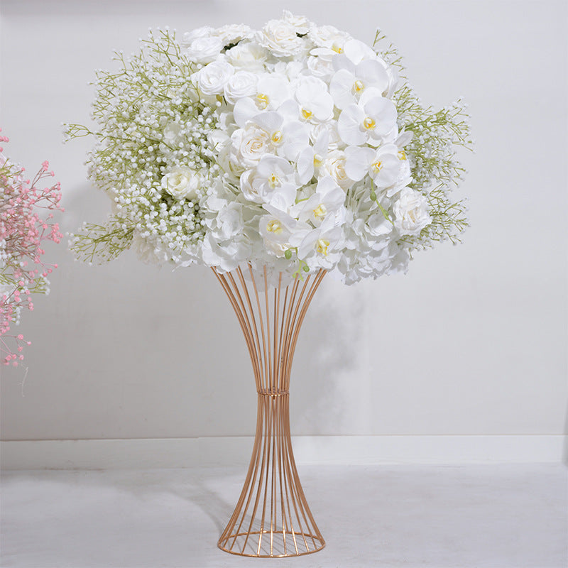 Ivory Rose, Babysbreath Flower Arrangement, Centerpiece, Wedding Reception, Birthday Party Backdrop Decoration Accessories