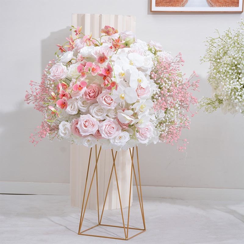 Ivory Rose, Babysbreath Flower Arrangement, Centerpiece, Wedding Reception, Birthday Party Backdrop Decoration Accessories