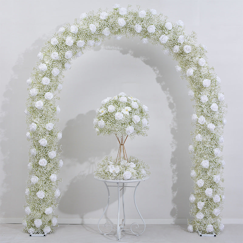 Babysbreath, Ivory Rose Wedding Engagement Party Background Flower, Photo Booth Backdrop Decoration Accessories