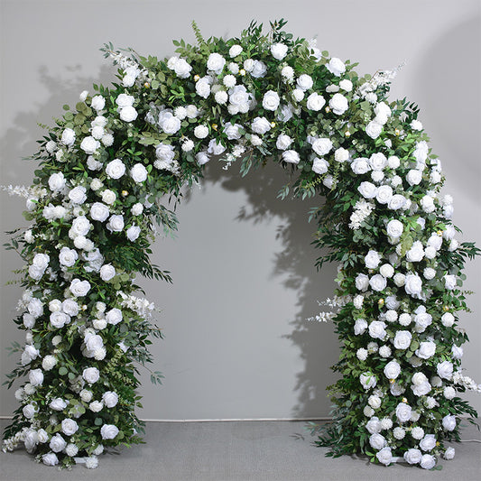 Cream Archway Flower Garland with Greenery, Wedding, Engagement Party Arch Flower, Photo Booth Backdrop Decor, Custom Various Sizes