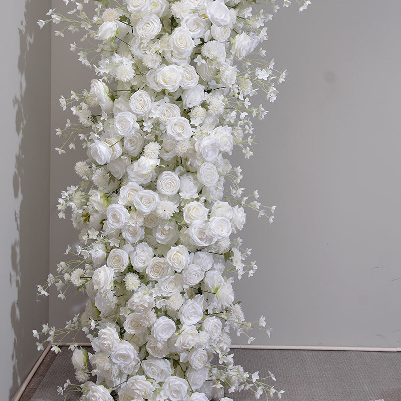 Artificial Ivory Rose Flowers Row, Wedding, Engagement Party Arch Flower, Photo Booth Backdrop Decor