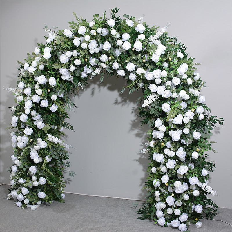 Cream Archway Flower Garland with Greenery, Wedding, Engagement Party Arch Flower, Photo Booth Backdrop Decor, Custom Various Sizes