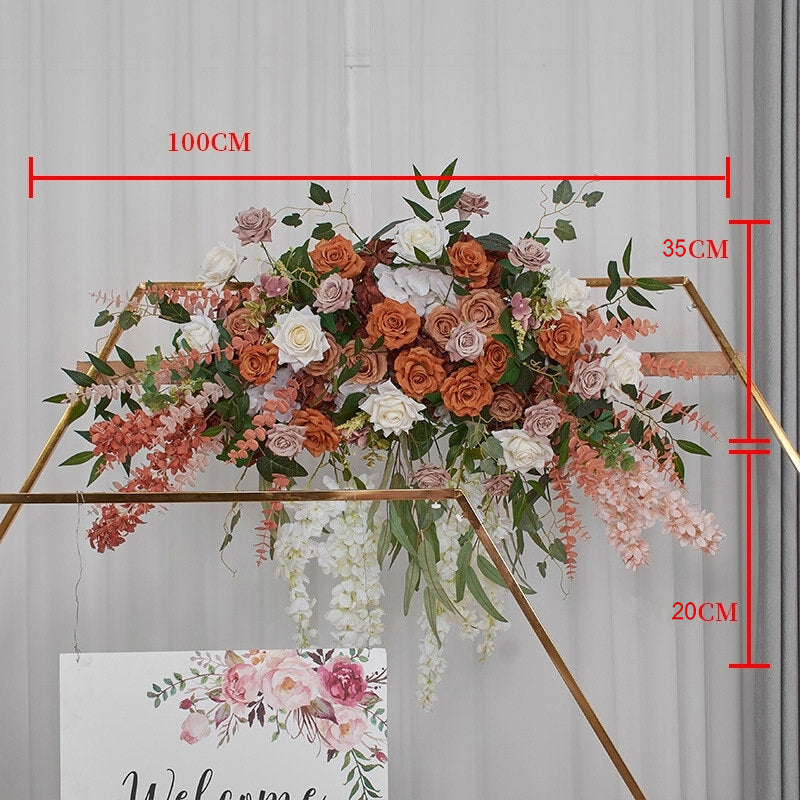 Brown, Dusty Pink Flower Arrangement, Centerpiece, Wedding Reception, Birthday Party Backdrop Decoration Accessories