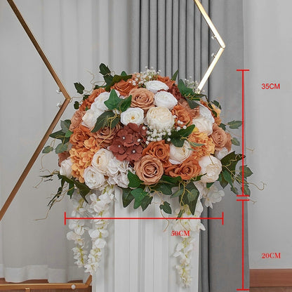 Brown, Dusty Pink Flower Arrangement, Centerpiece, Wedding Reception, Birthday Party Backdrop Decoration Accessories