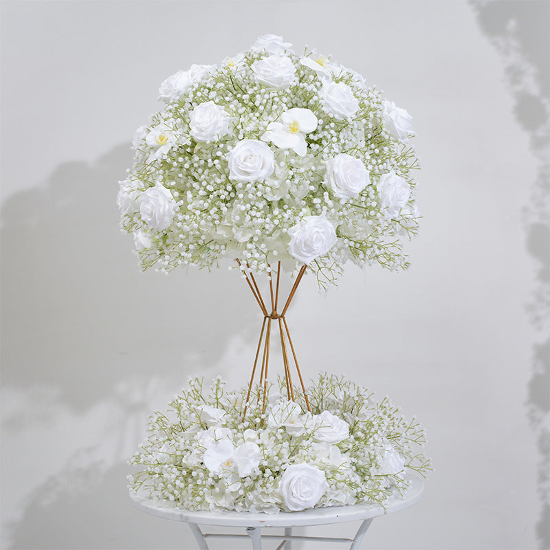 Babysbreath, Ivory Rose Wedding Engagement Party Background Flower, Photo Booth Backdrop Decoration Accessories