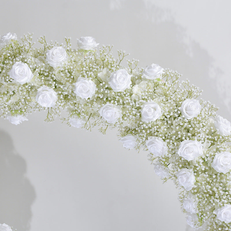 Babysbreath, Ivory Rose Wedding Engagement Party Background Flower, Photo Booth Backdrop Decoration Accessories