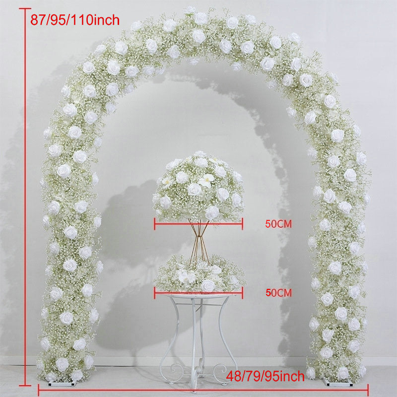 Babysbreath, Ivory Rose Wedding Engagement Party Background Flower, Photo Booth Backdrop Decoration Accessories