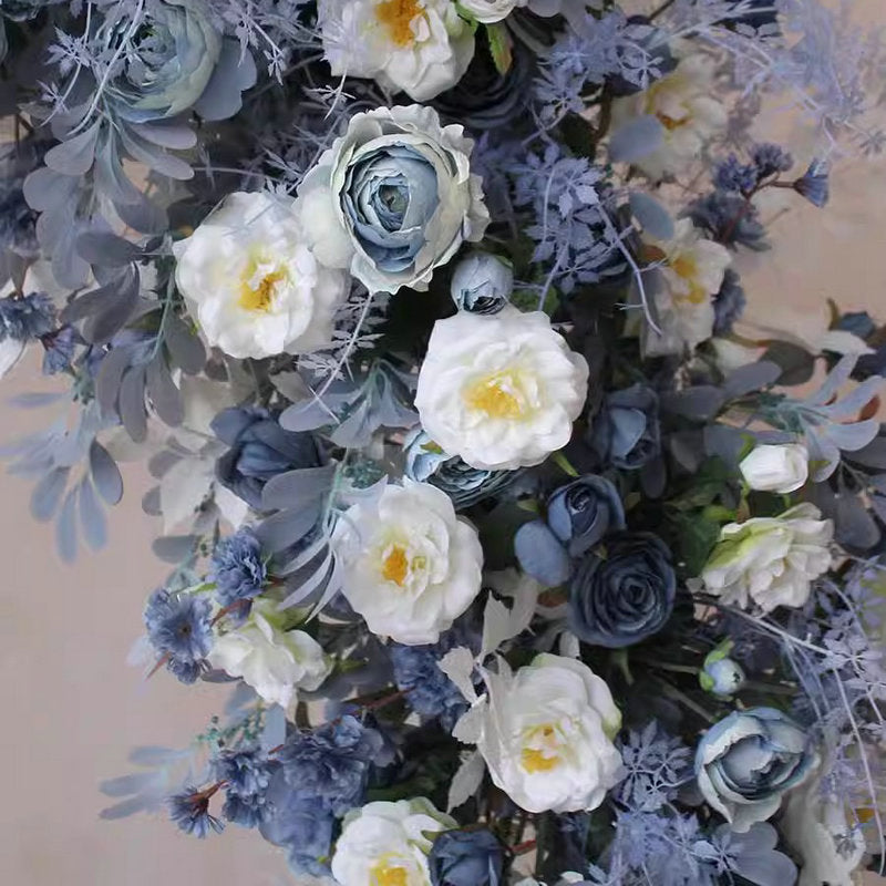 Artificial Greyblue White Archway Flowers,Silk Flower Row,Wedding Event Floral Arrangement