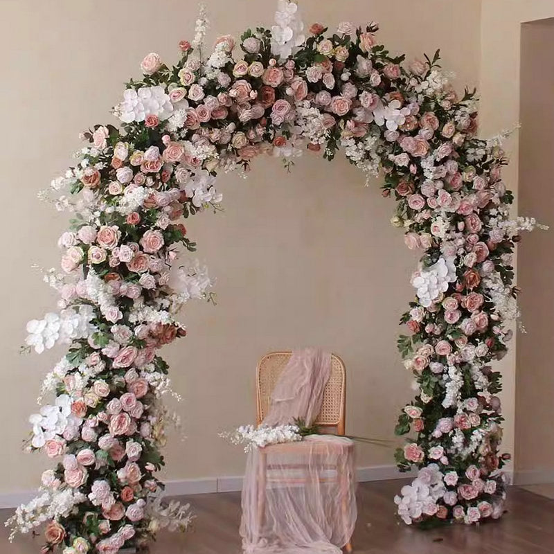 Dusty Pink Flower,White Phalaenopsis Arch Flower Backdrop,Wedding Engagement Backdrop,Flower Garland