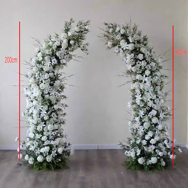 Wedding White Greenery Artificial Arch Floral,Silk Flower Row Arrrangement,Home Decor Flower Horn Arch