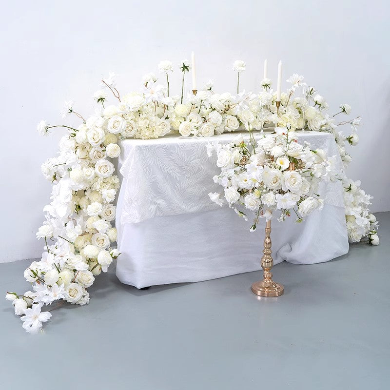 Ivory,White Artificial Wedding Flower Garland,Wedding Table Runner,Floral Row Hotel Business Decoration