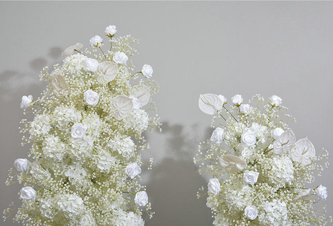 Ivory Rose, Hydrangea, Babysbreath Flowers Garland, Wedding Party Arch Flower, Photo Booth Backdrop Decor