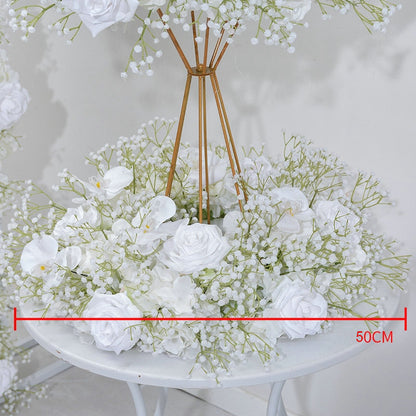 Babysbreath, Ivory Rose Wedding Engagement Party Background Flower, Photo Booth Backdrop Decoration Accessories