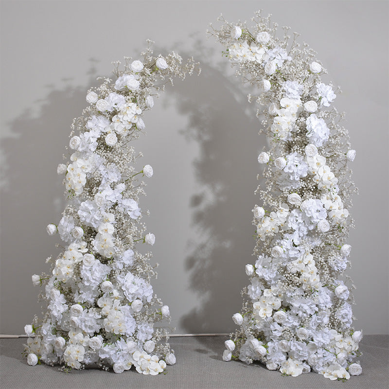 Custom Ivory Rose, Hydrangea, Babysbreath Flowers Garland, Wedding Party Archway Flower, Photo Booth Backdrop Decor