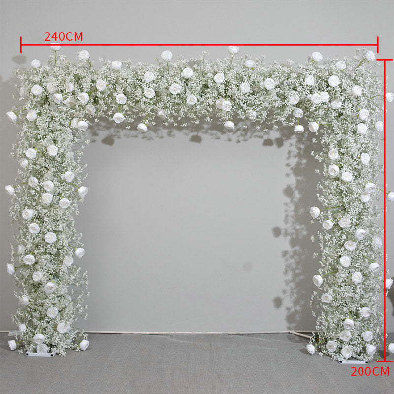 White Rose, Babybreaths Artificial Arch Flower Arrangements, Wedding, Engagement Backdrop Decoration