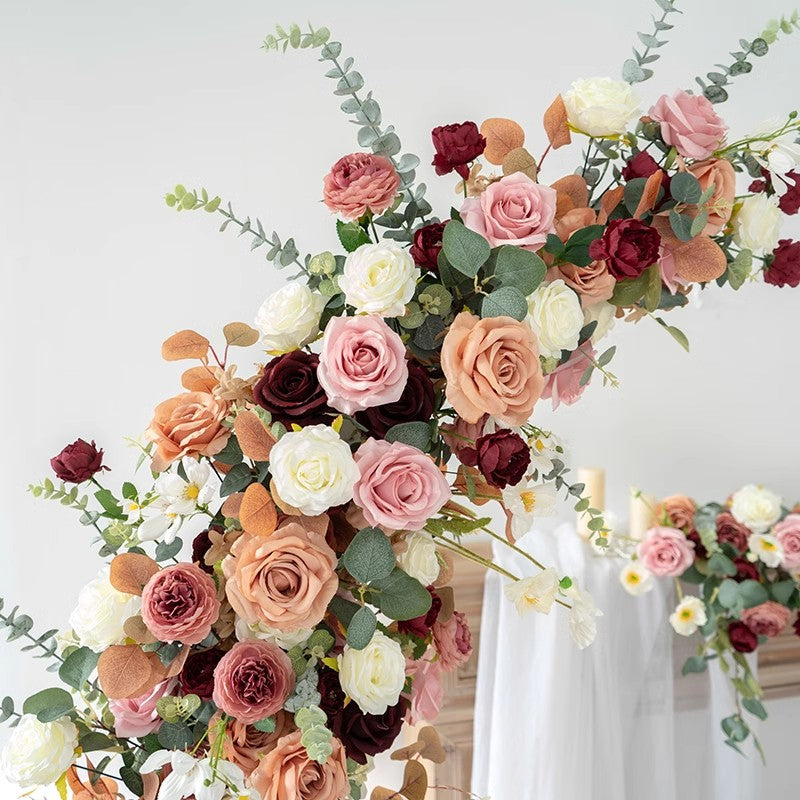 Burgundy, Ivory, Dusty Pink, Terracotta Archway Flower, Silk Flowers for Arch, Wedding Engagement Party Background Arrangement