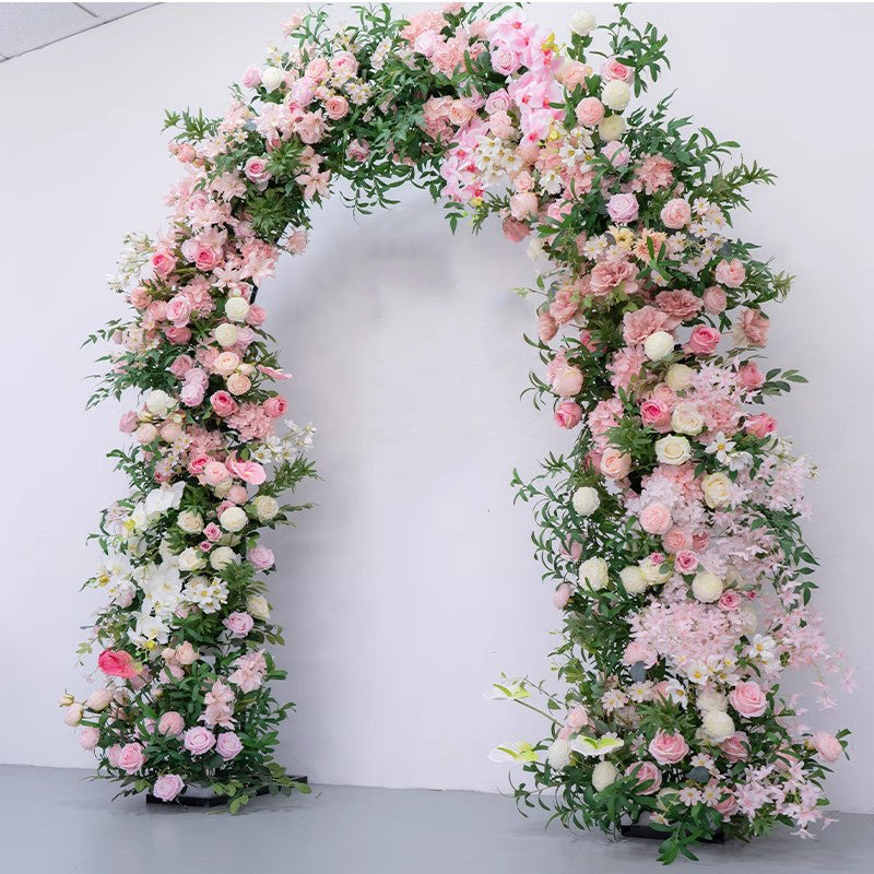 Bright Pink Archway Flower Garland,Artificial Flower Row Wedding Arch Backdrop Decor, Custom Any Size