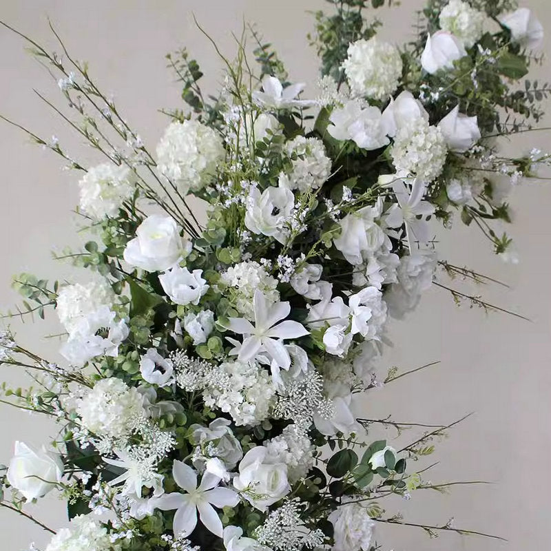 Wedding White Greenery Artificial Arch Floral,Silk Flower Row Arrrangement,Home Decor Flower Horn Arch