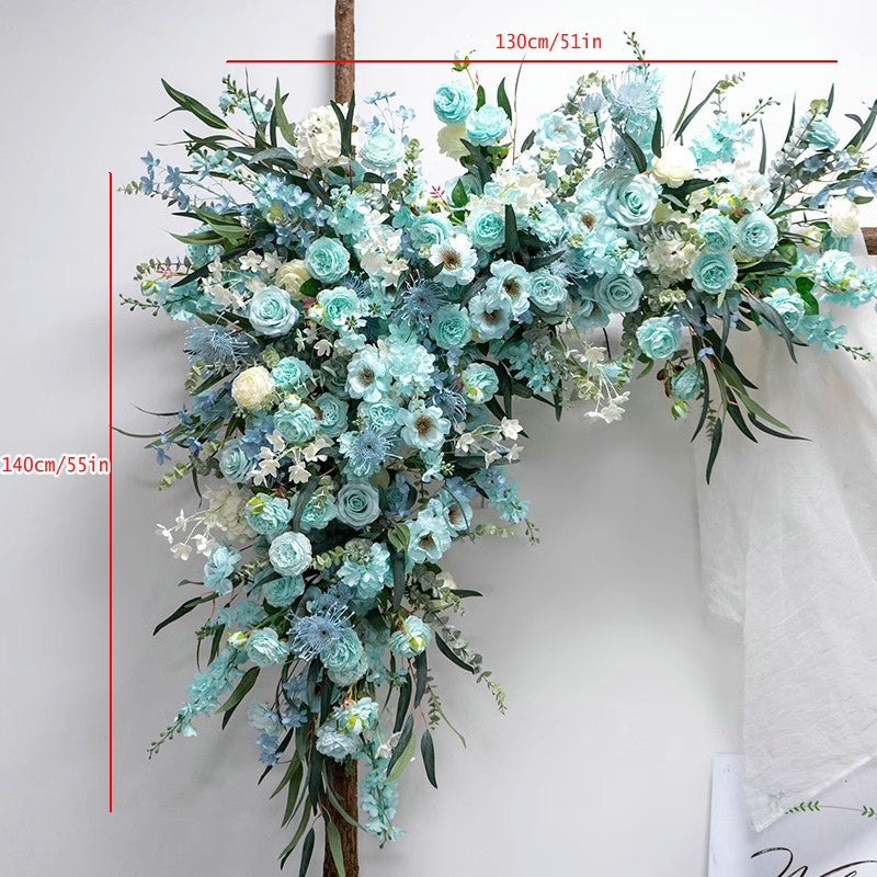 Tiffany Blue Arch Flowers,Artificial Floral Row,Wedding Backdrop,Wedding Pillar Flower,Party Decor Flower Arch