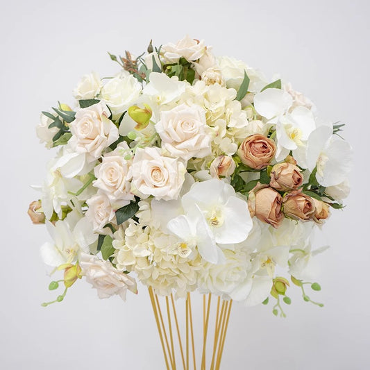 Cream White Artificial Flower Ball,Flower Table Centerpiece,Wedding Road Lead Flowers