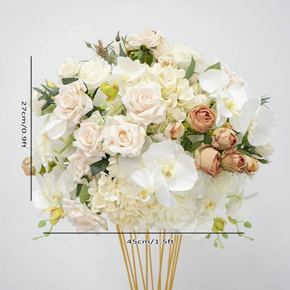 Cream White Artificial Flower Ball,Flower Table Centerpiece,Wedding Road Lead Flowers