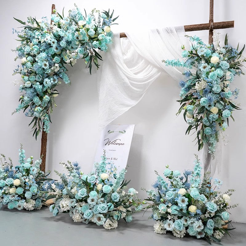 Tiffany Blue Arch Flowers,Artificial Floral Row,Wedding Backdrop,Wedding Pillar Flower,Party Decor Flower Arch