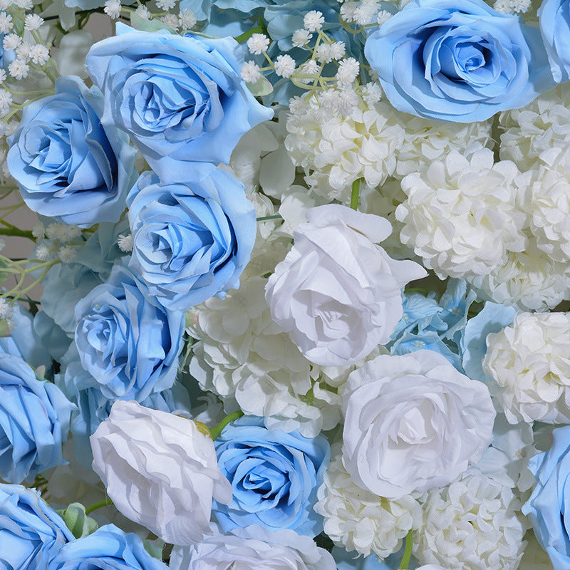 Blue Rose, Ivory Rose, Hydrangea, Babysbreath Flowers Arrangement, Wedding Party Arch Flower, Photo Booth Backdrop, Custom Various Sizes