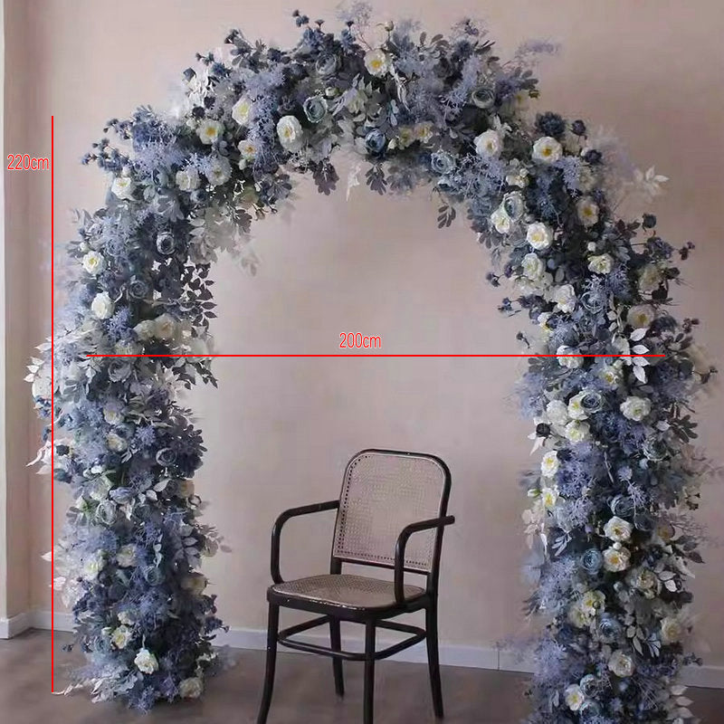 Artificial Greyblue White Archway Flowers,Silk Flower Row,Wedding Event Floral Arrangement