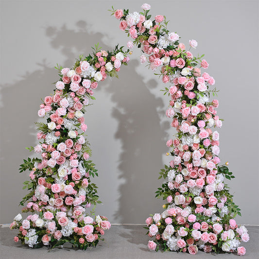 Blush Pink 3D Artificial Archway Flower Garland, Wedding Road Lead Flower Runner, Wedding Birthday Party Baby Shower Backdrop Decoration