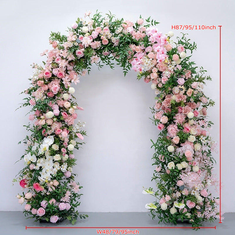 Bright Pink Archway Flower Garland,Artificial Flower Row Wedding Arch Backdrop Decor, Custom Any Size