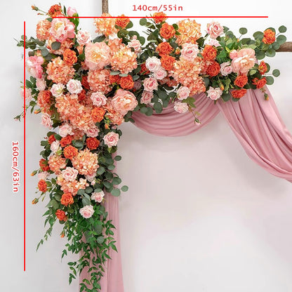 Orange Rose Leafy Hang Flowers,Wedding Arch Floral Backdrop,Wedding Pillar Flower,Photography Decor