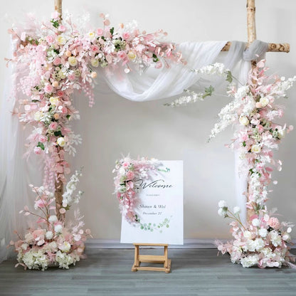 Baby Pink,Ivory Arch Flowers,Wedding Backdrop,Wedding Pillar Flower,Photography Decorations