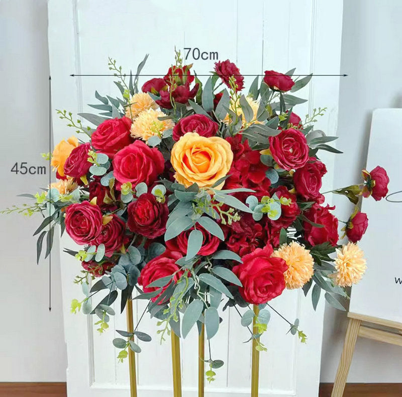 Wedding Centerpiece,Artificial Red Orange Flower Ball,Dinner Business Decor