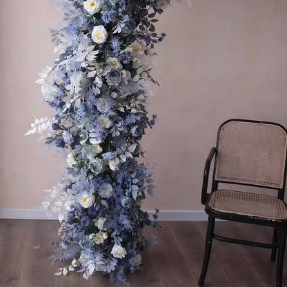 Artificial Greyblue White Archway Flowers,Silk Flower Row,Wedding Event Floral Arrangement