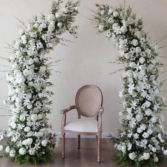 Wedding White Greenery Artificial Arch Floral,Silk Flower Row Arrrangement,Home Decor Flower Horn Arch