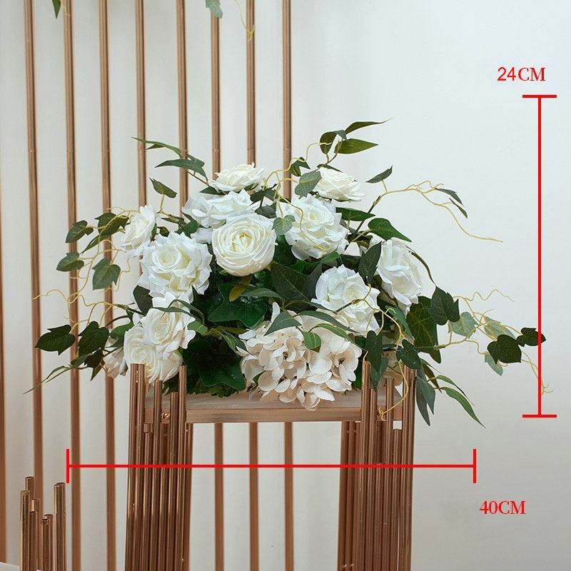 3D Artificial Archway Flower Arrangement, White Wedding Birthday Party Baby Shower Backdrop Decor