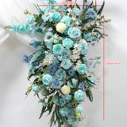 Tiffany Blue Arch Flowers,Artificial Floral Row,Wedding Backdrop,Wedding Pillar Flower,Party Decor Flower Arch