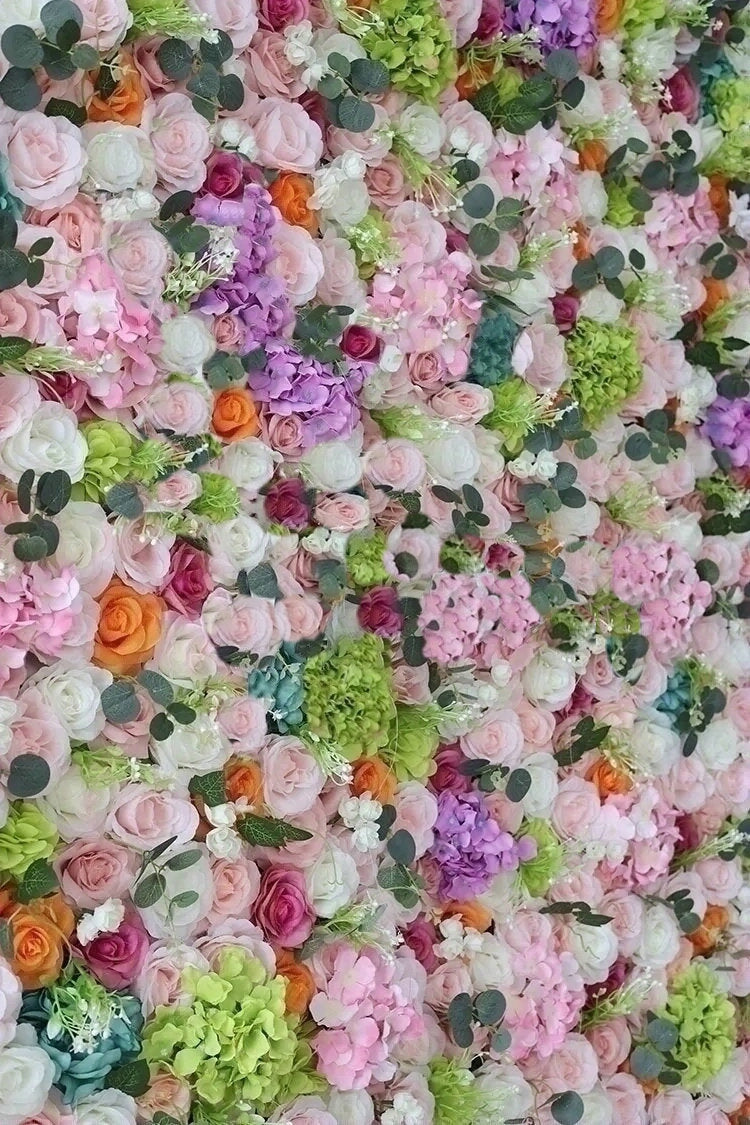 Colorful Flower Backdrop Artificial Fake Flower Panel Wedding Baby Shower Festival Celebrations Decor Background