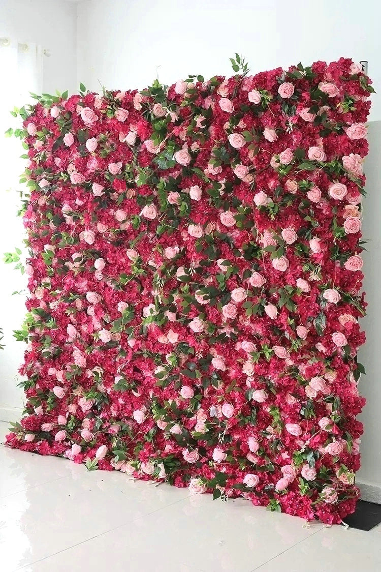 Passionate Rose Red and Baby Pink Floral Wall for Wedding Event Home Office Floral Panel