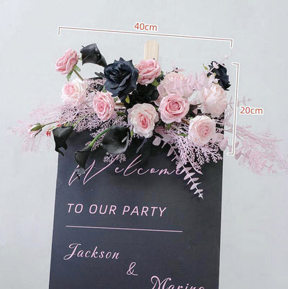 Black,Baby Pink Flower Row,Wedding Road Cited Flower,Wedding Party Sofa Floral Decor,Flower Table Runner