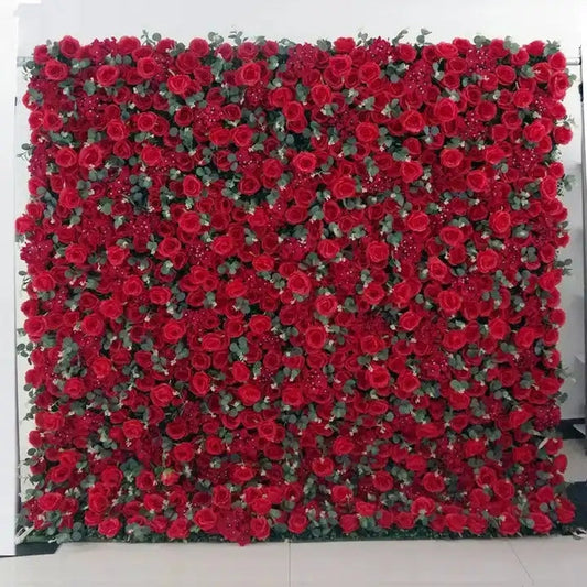 Red Rose Hydrangea Flower Panel Backdrop Eucalyptus Leaves Wedding Baby Shower Bridal Shower Decor